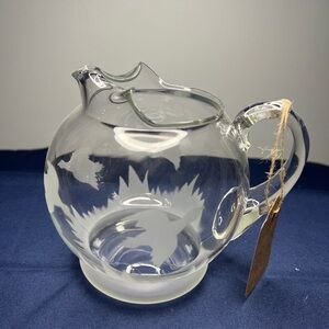 Clear Glass Pitcher with Etched Design